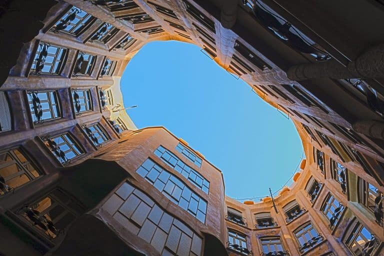 Antoni Gaudí's Casa Milà atrium in Barcelona, Spain