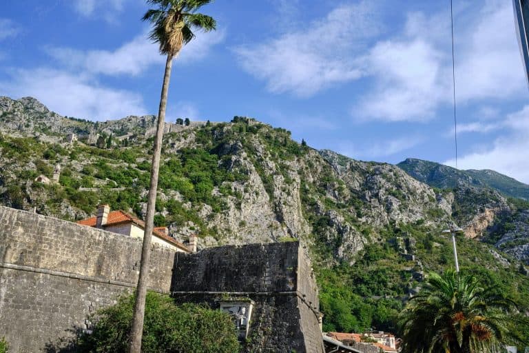 Beautiful mountainous backdrop of the Old Town, Kotor, Montenegro
