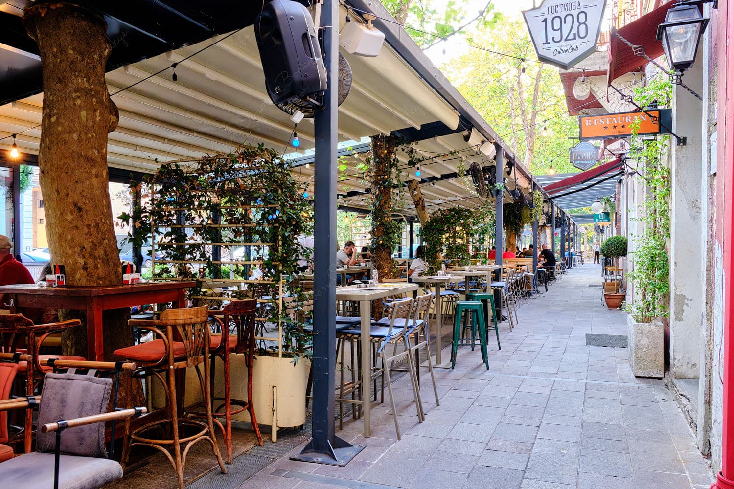 Cool bars in Bokeska Street in Podgorica, Montenegro Cool bars in Bokeska Street in Podgorica, Montenegro