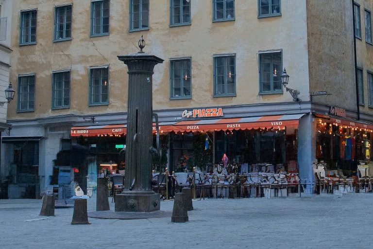 Järntorgsbrunnen water fountain in Järntorget square, Stockholm, Sweden