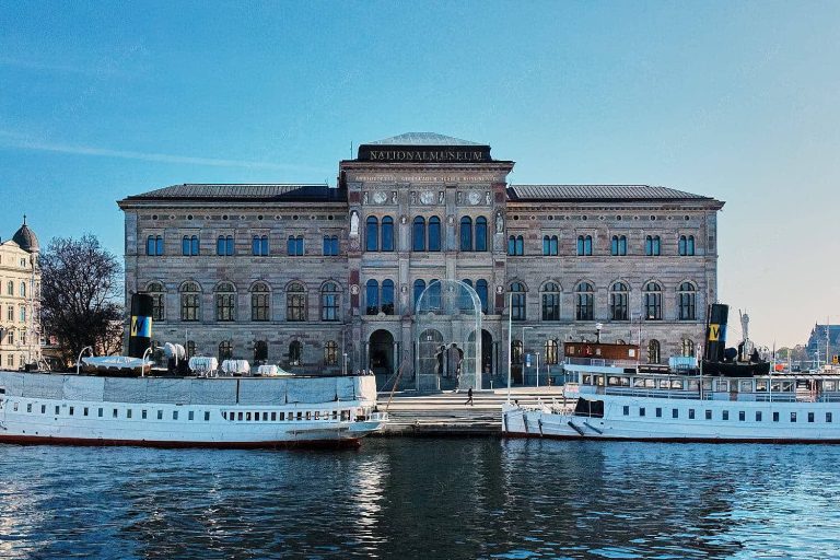 Waterfront view of the National Museum, Stockholm, Sweden