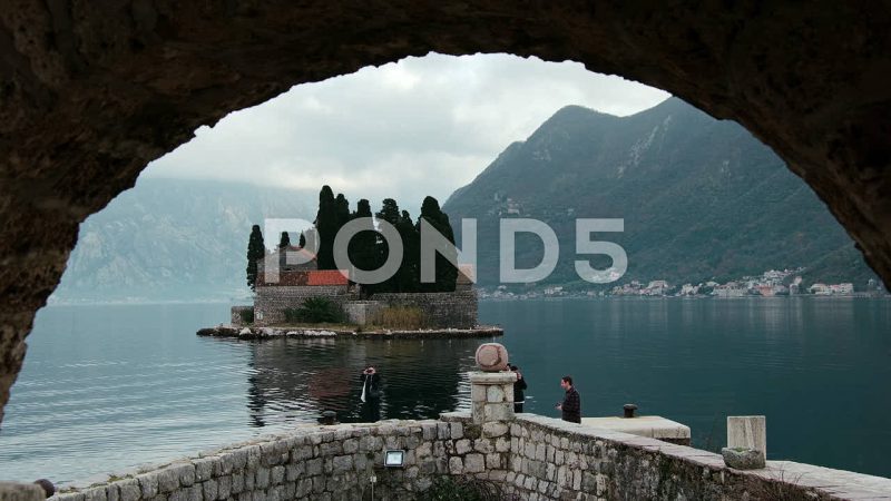 Arch Framed View Of Saint George Catholic Monastery, Perast, Montenegro