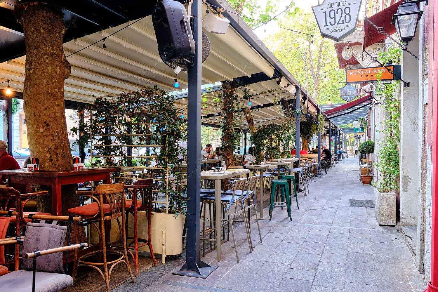 Cool bars in Bokeska Street in Podgorica, Montenegro
