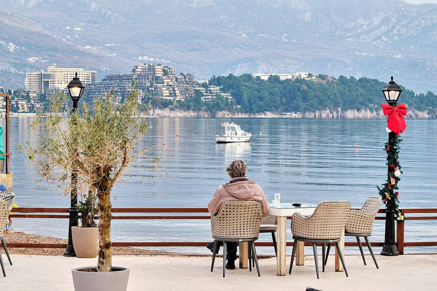 The beautiful seascape view of Budva from the promenade, Montenegro