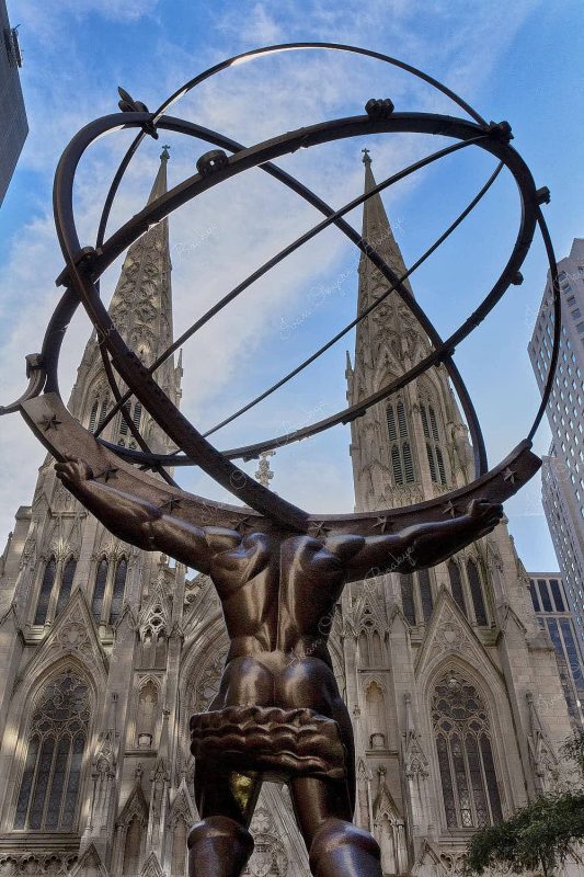 Atlas Statue facing St Patrick’s Cathedral, New York, America