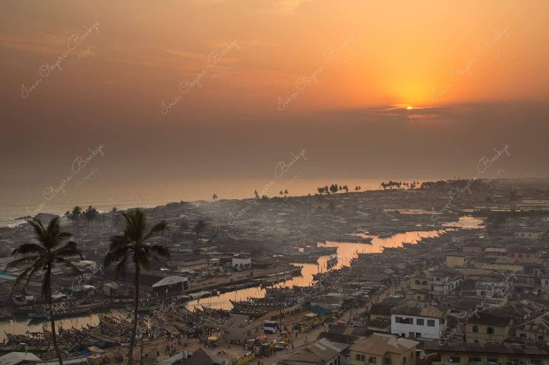 Elmina Fishing Village and Harbour at sunset, Elmina, Ghana Elmina Fishing Village and Harbour at sunset, Elmina, Ghana