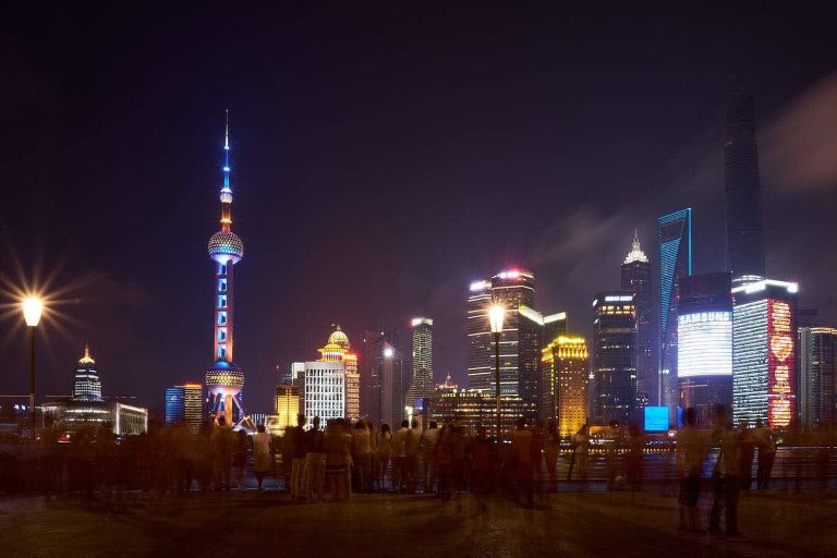 Lujiazui skyscrapers skyline view from The Bund, Shanghai, China