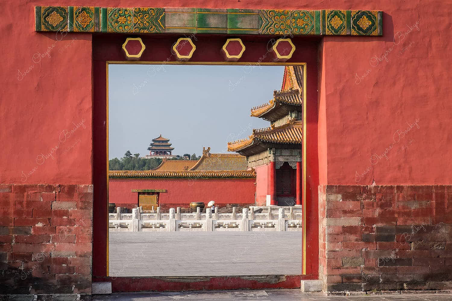 Gate view of Temple in Forbidden City, Beijing, China