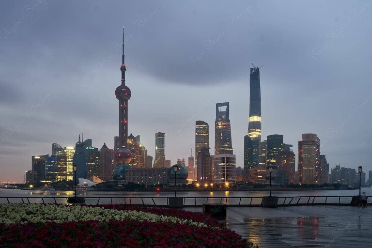 The modern Lujiazui skyscrapers skyline view from The Bund, Shanghai, China
