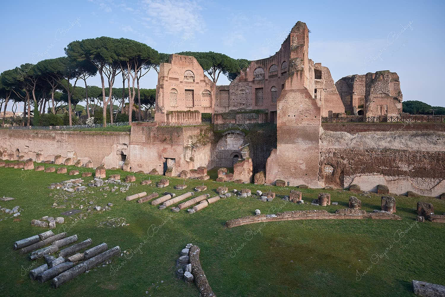 Ancient Roman stadium ruins in Palatine Hill, Rome