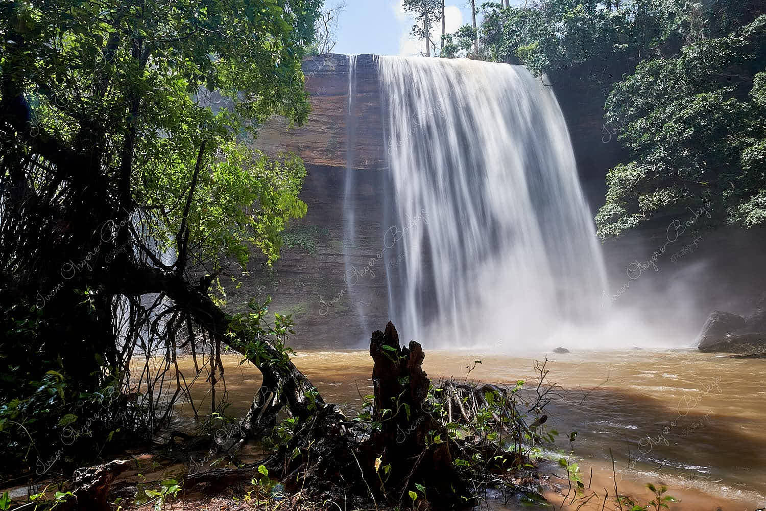 The cascading lower falls section of Wli Waterfalls the highest and tallest waterfall in West Africa, Hohoe, Ghana