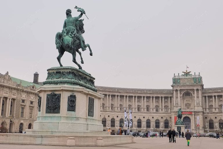 Prince Eugene of Savoy and Archduke Karl Equestrian Statues in Heroes’ Square outside Hofburg Palace, Vienna, Austria
