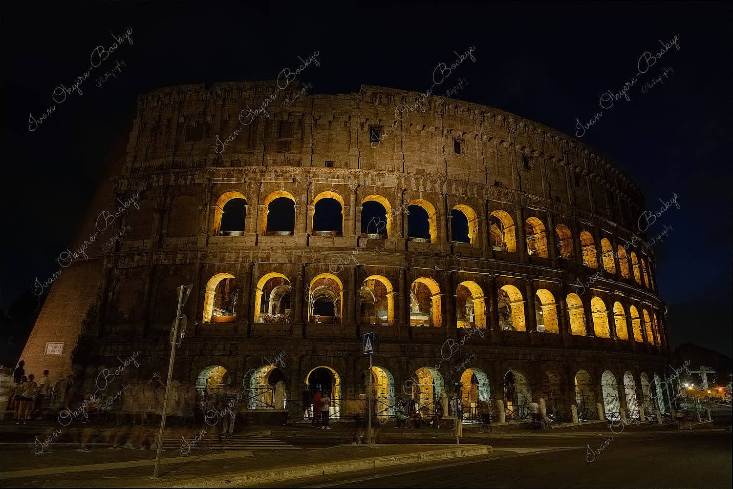 The Colosseum illuminated at night, Rome, Italy