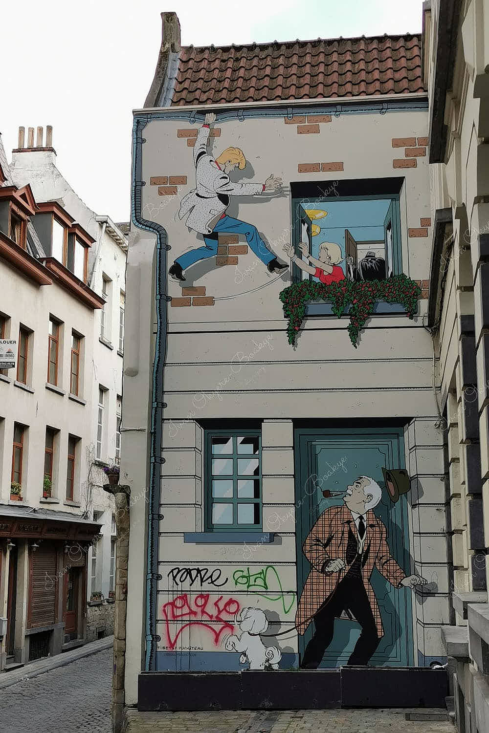Ric Hochet by Tibet comic strip mural, Brussels, Belgium